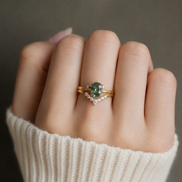 1 Carat Moissanite Ring Set – 18K Gold-Plated 925 Sterling Silver Jewelry