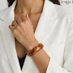 Load image into Gallery viewer, Chunky Brown Resin Bracelet – Irregular Sculptural Statement Bangle