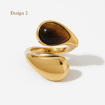Load image into Gallery viewer, Clara Tiger Eye Pearl Ring – 18K Gold-Plated