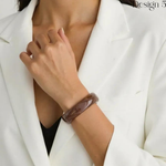 Load image into Gallery viewer, Chunky Brown Resin Bracelet – Irregular Sculptural Statement Bangle