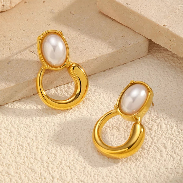 Elaris Pearl Earrings - 18K Gold-Plated