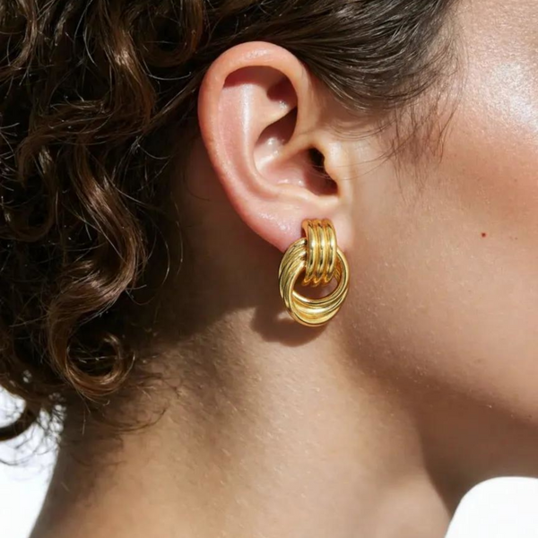 Eva Knotted Stud Earrings - 925 Sterling Silver & Gold-Plated