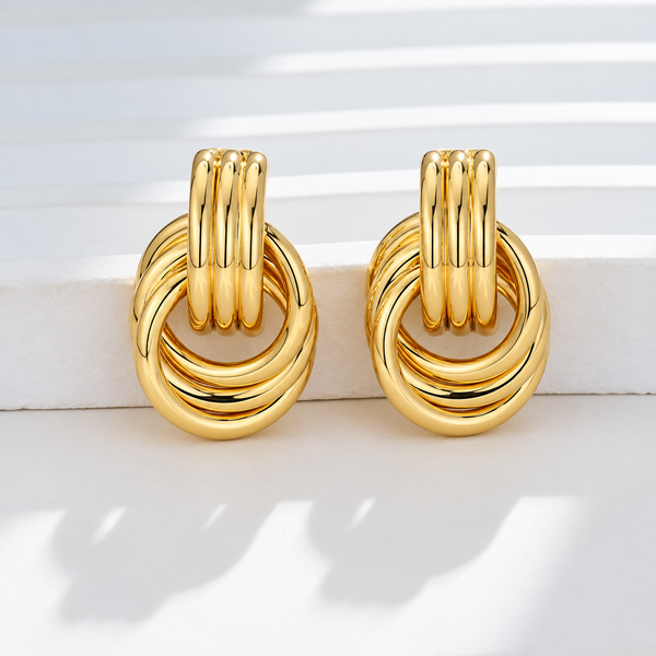 Eva Knotted Stud Earrings - 925 Sterling Silver & Gold-Plated