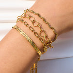 Load image into Gallery viewer, 18K Gold-Plated Stainless Steel Chain Bracelet – Textured Designer
