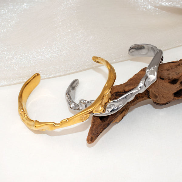 Irregular Cuff Bracelet – 18K Gold & Silver Plated