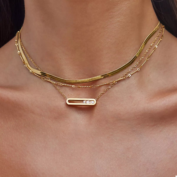 Lumière Rhinestone Pendant Necklace – 18K Gold-Plated