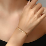 Load image into Gallery viewer, Minimalist Rice Bead Bracelet - Double Layer Snake Chain Bracelet – Titanium Steel