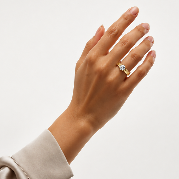 0.5 Carat Moissanite Ring – 18K Gold-Plated 925 Sterling Silver Jewelry