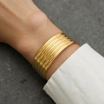 Load image into Gallery viewer, Maori Open Bangle Bracelet - 18K Gold-Plated
