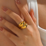 Load image into Gallery viewer, Lucie Double Layer Gold Ring – 18K Gold-Plated