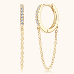 Load image into Gallery viewer, Eléa Moissanite Huggie Earrings with Chain - 925 Sterling Silver
