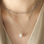 Load image into Gallery viewer, Oceane Freshwater Pearl Double Layer Necklace – 18K Gold-Plated