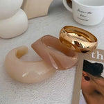 Load image into Gallery viewer, Geometric Acrylic Bracelet – Vintage Smooth Surface Statement Bangle