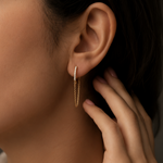 Load image into Gallery viewer, Eléa Moissanite Huggie Earrings with Chain - 925 Sterling Silver