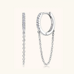 Load image into Gallery viewer, Eléa Moissanite Huggie Earrings with Chain - 925 Sterling Silver
