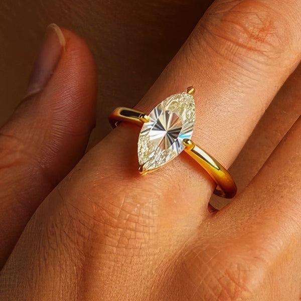 2 Carat Moissanite Ring – 18K Gold-Plated 925 Sterling Silver Jewelry