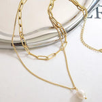 Load image into Gallery viewer, Oceane Freshwater Pearl Double Layer Necklace – 18K Gold-Plated