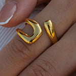 Load image into Gallery viewer, 18K Gold-Plated Geometric Gold Twisted Open Ring