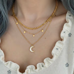 Load image into Gallery viewer, Lunara Moon Layered Necklace – 18K Gold-Plated
