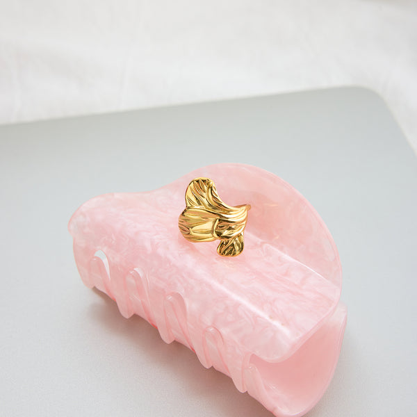 Bague Ouverte Feuille de Sauge – Plaqué Or 18K