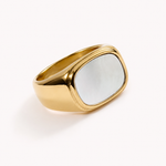 Load image into Gallery viewer, Allana Square Enamel Shell Ring – 18K Gold-Plated
