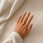 Load image into Gallery viewer, Alma Two-Tone Crossover Open Ring – 18K Gold-Plated
