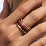 Load image into Gallery viewer, Amara Natural Stone Stacking Ring Set – 18K Gold-Plated
