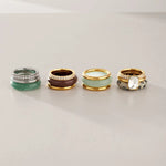 Load image into Gallery viewer, Amara Natural Stone Stacking Ring Set – 18K Gold-Plated
