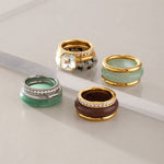 Load image into Gallery viewer, Amara Natural Stone Stacking Ring Set – 18K Gold-Plated

