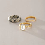 Load image into Gallery viewer, Amara Natural Stone Stacking Ring Set – 18K Gold-Plated
