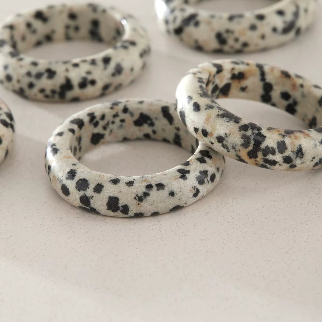 Amara Natural Stone Stacking Ring Set – 18K Gold-Plated