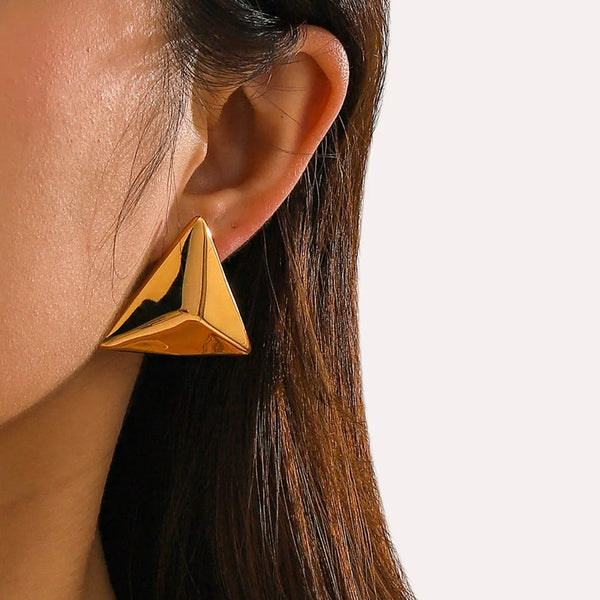 Amelisse Triangle Earrings - 18K Gold-Plated & Silver-Plated