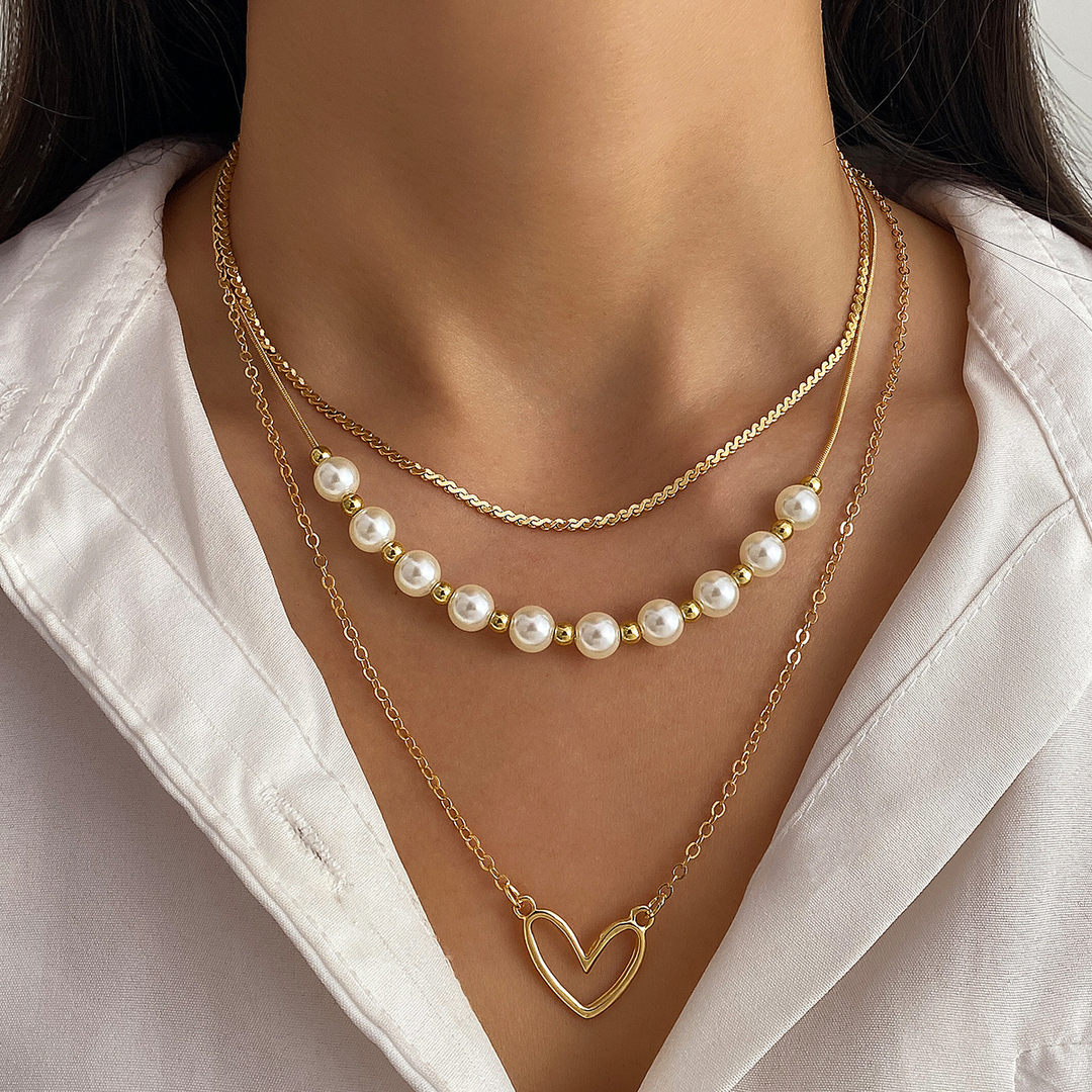 Amoré Heart Layered Necklace Set – 18K Gold-Plated