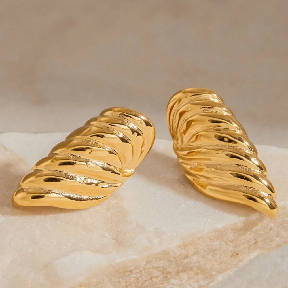 Angel Wing Stud Earrings - 18K Gold-Plated