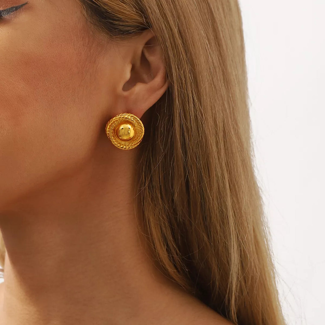 Angelisse Circle Stud Earrings - 18K Gold-Plated