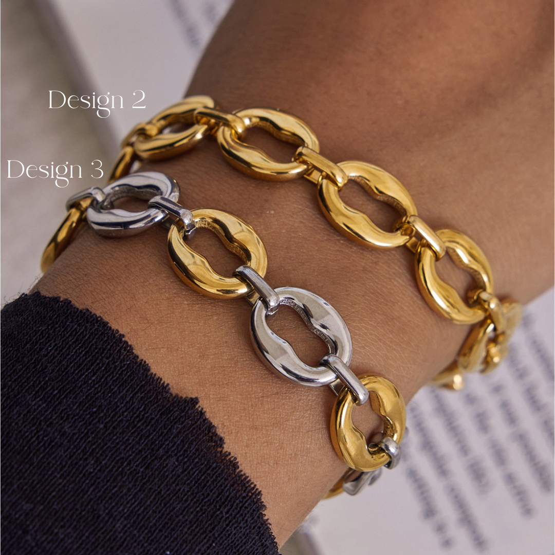 Sara Natural Stone Beaded Bracelet – 18K Gold-Plated