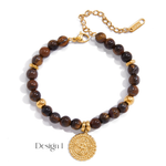 Load image into Gallery viewer, Sara Natural Stone Beaded Bracelet – 18K Gold-Plated
