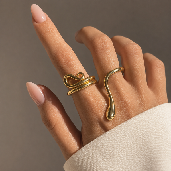 Aria Serpent Zirconia Ring – 18K Gold-Plated