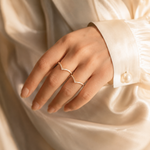 Load image into Gallery viewer, Aria V-Shaped Zirconia Ring – 18K Gold-Plated
