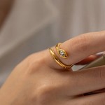 Load image into Gallery viewer, Arya Snake Texture Gold Ring – 18K Gold-Plated
