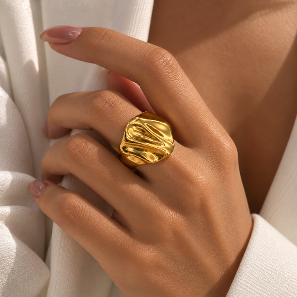 Audace Irregular Gold Ring – 18K Gold-Plated