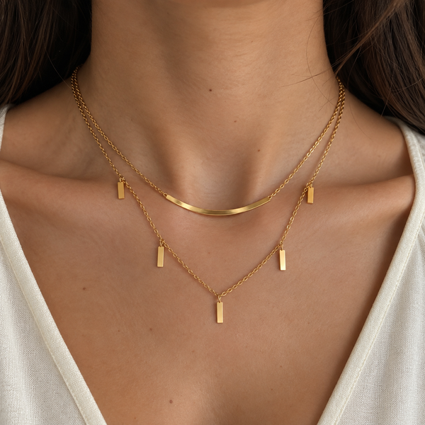 Avenelle Double Layer Necklace – 18K Gold-Plated