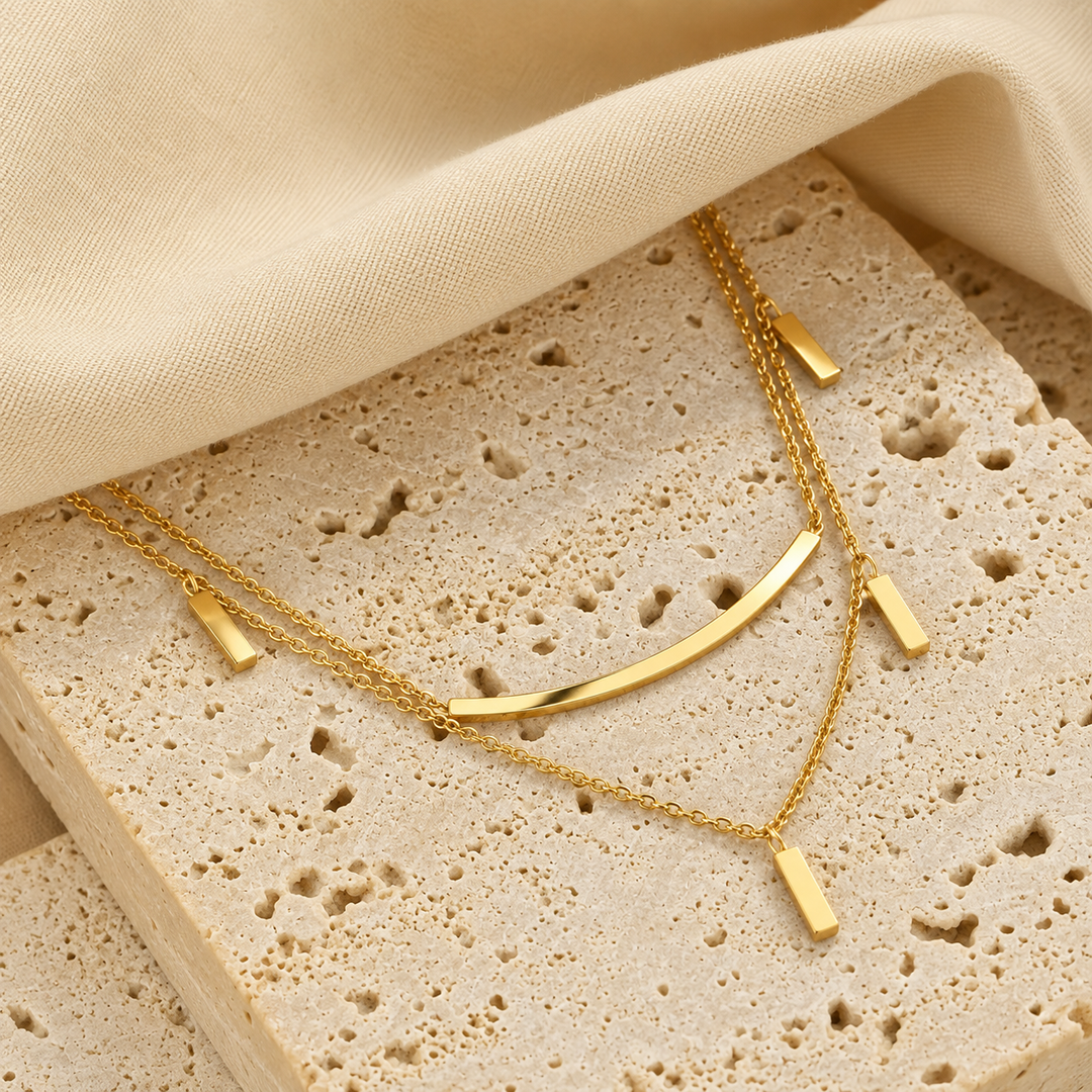 Avenelle Double Layer Necklace – 18K Gold-Plated