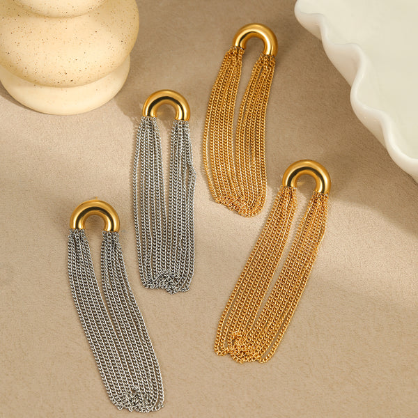 Aveny Chain Dangle Earrings – 18K Gold-Plated