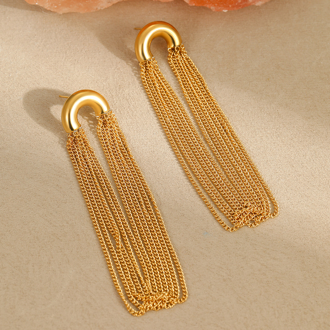 Aveny Chain Dangle Earrings – 18K Gold-Plated
