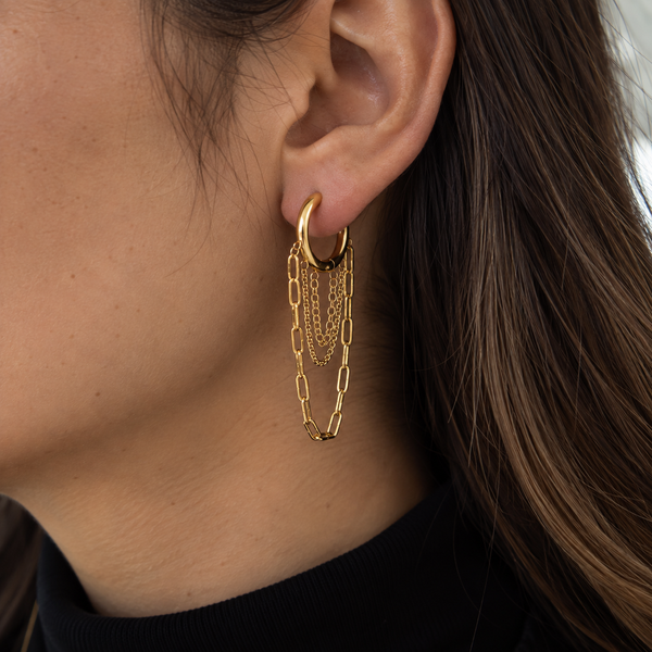 Averis Double Chain Hoop Earrings – 18K Gold-Plated