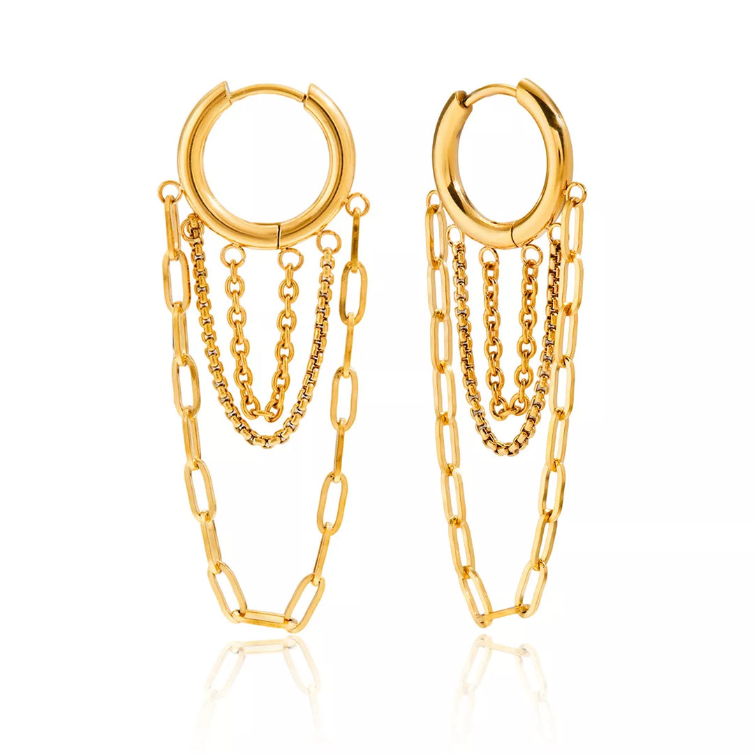 Averis Double Chain Hoop Earrings – 18K Gold-Plated