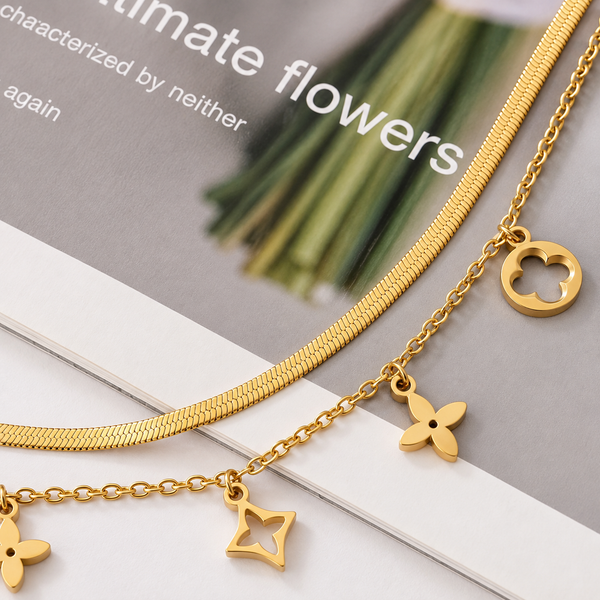 Aviora Charm Layered Necklace – 18K Gold-Plated