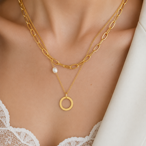 Axis Layered Necklace – 18K Gold-Plated