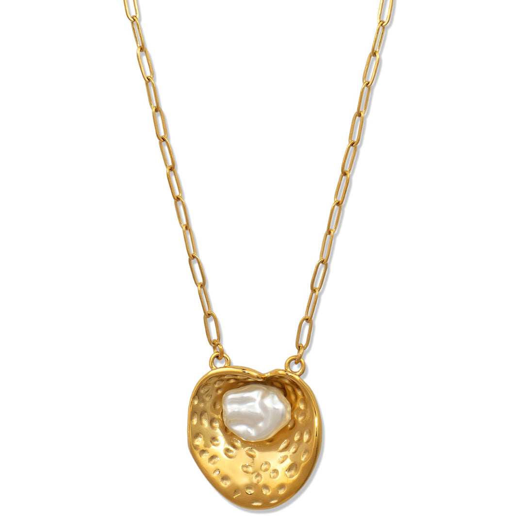Ayla Leaf Pearl Necklace – 18K Gold-Plated